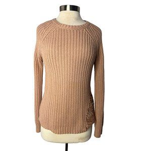 Love Free small pink pullover sweater long sleeve round neck cable knit